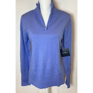 NWT Belyn Key Katherine Quarter Zip Sweater Hydrangea Periwinkle Small S New